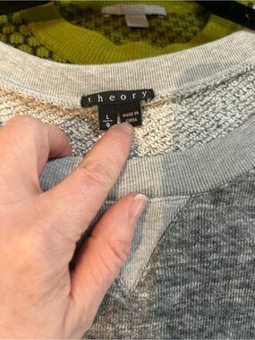 Theory Light Gray Crewneck Sweater